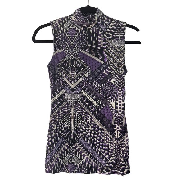 Just Cavalli by Roberto Cavalli Womens Purple Dragonfly Geometric Pattern Top 38 - Picture 1 of 9